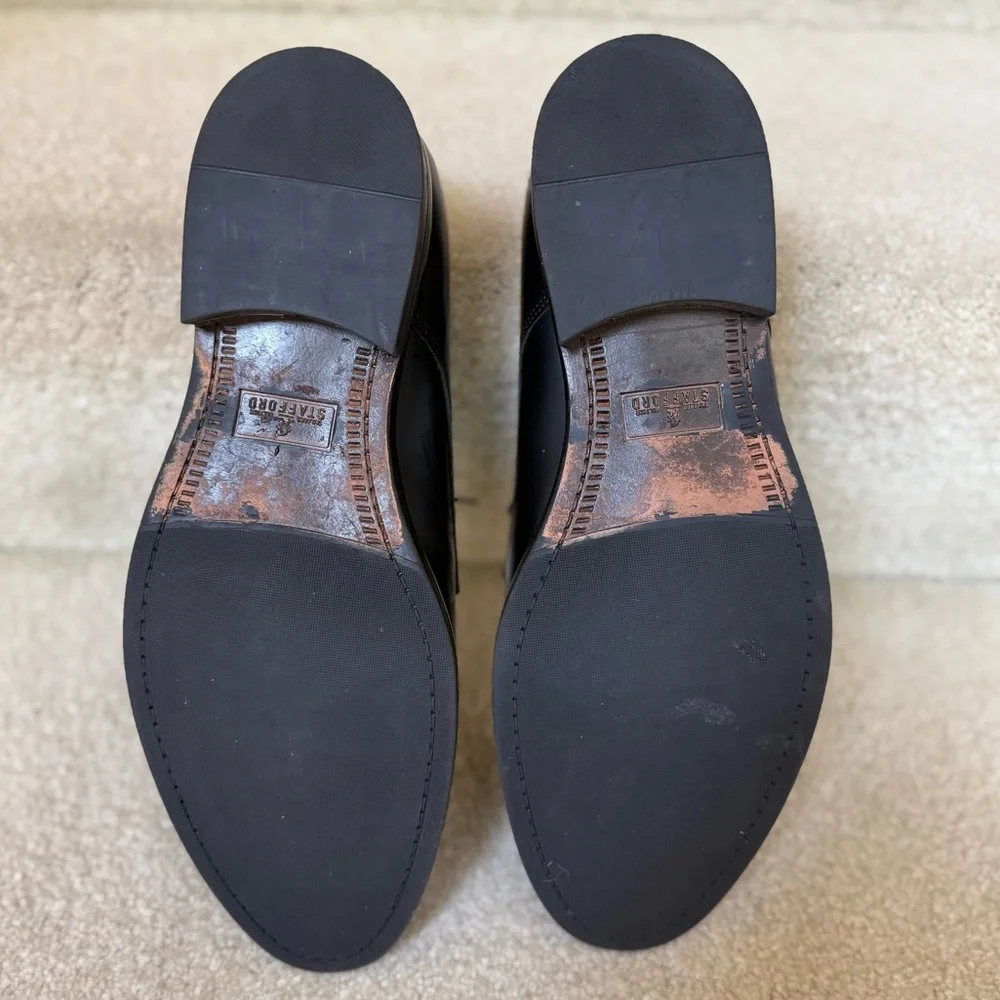 Stafford Tailored Culture‎ Oxfords Dress Shoes Black Leather Size 12